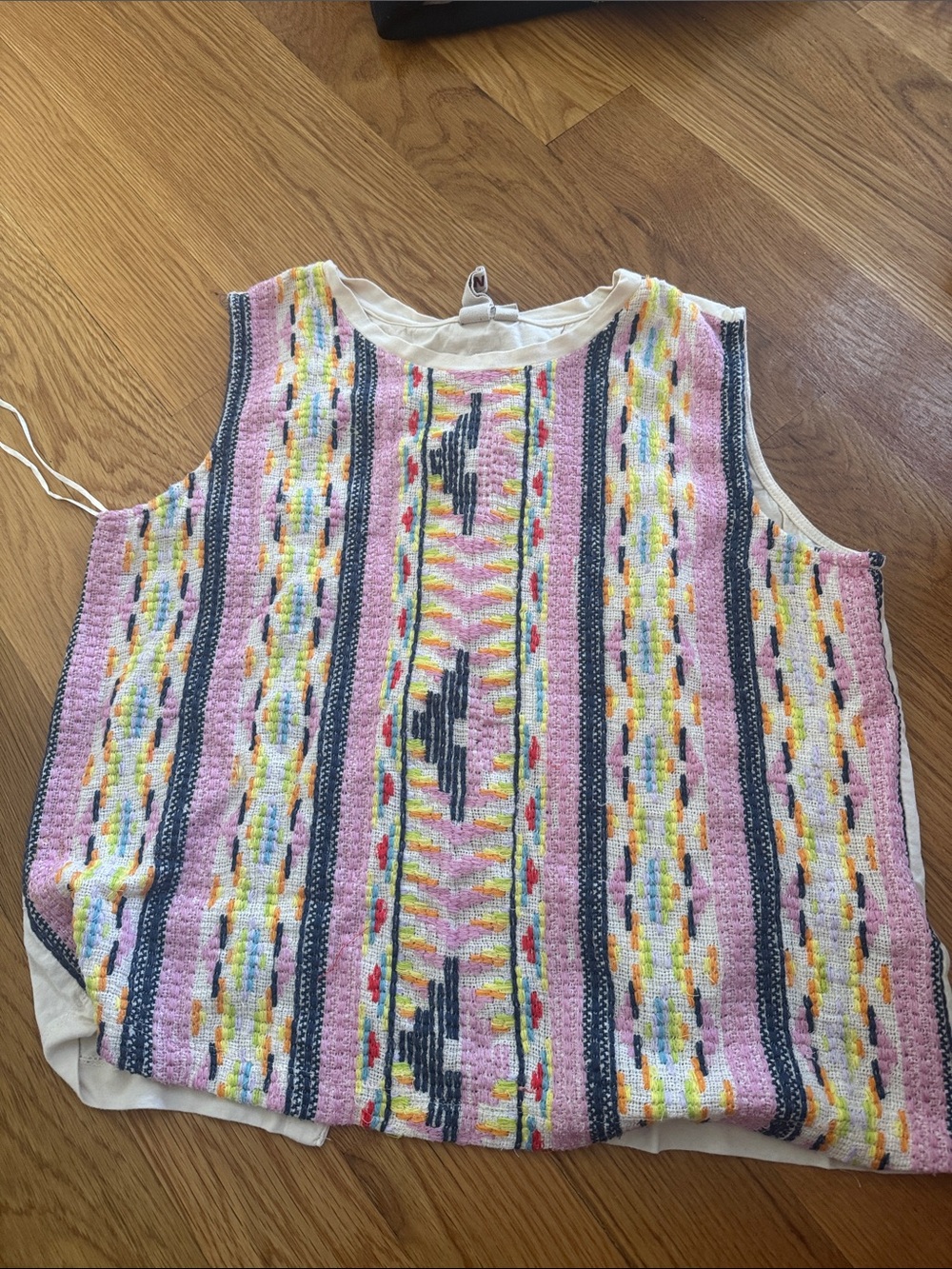 dolan Multicolor Knit Tank Top in Pink, Navy, Yellow